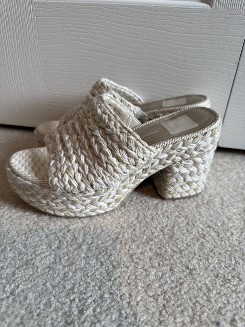 Dolce Vita Women’s Elora Chunky Raffia Platform Slide Sandals Light Natural Sz 6 - Picture 3 of 8